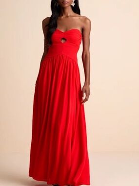 New Lulus Rosala Strapless Red Maxi Dress with Sweetheart Neckline Sz XL
